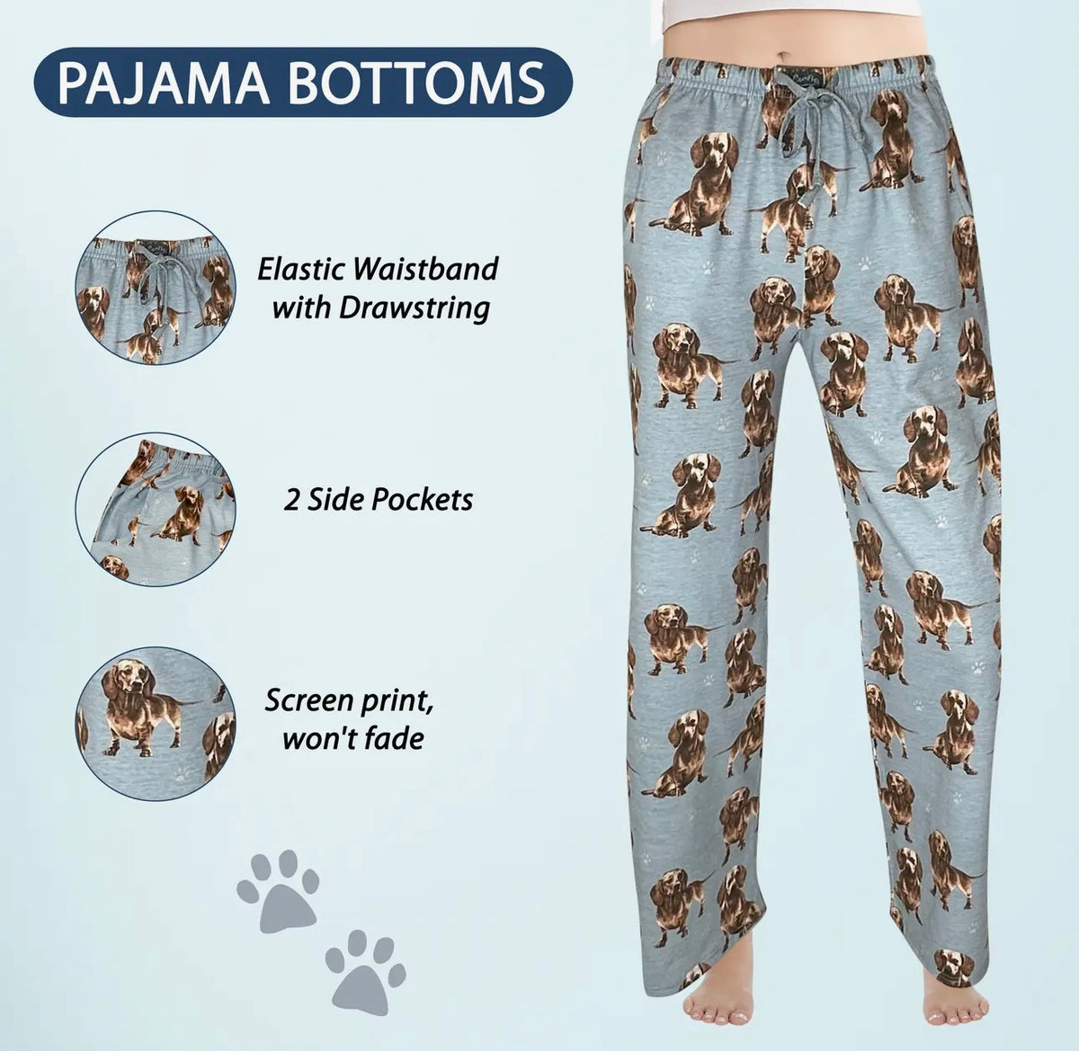 COMFIES UNISEX DACHSHUND PAJAMA BOTTOMS E&S PETS (CHOOSE SIZE) - Novelty Socks And Slippers