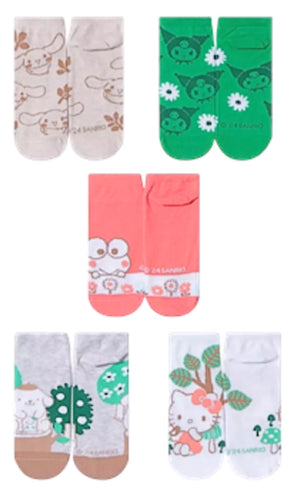 SANRIO HELLO KITTY & FRIENDS Ladies 5 Pair of No Show Socks CINNAMOROLL, KUROMI - Novelty Socks And Slippers