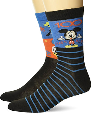 DISNEY 100 Men’s 2 Pair Of Socks MICKEY, GOOFY, DONALD DUCK ‘CELEBRATE’ - Novelty Socks for Less