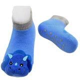 BOOGIE TOES Baby Unisex BLUE TRICERATOPS DINOSAUR Rattle Gripper Bottom Socks By Piero Liventi - Novelty Socks And Slippers