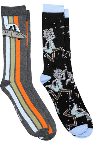 RICK & MORTY MEN’S 2 Pair Of SOCKS WITH SPACE CRUISER - Novelty Socks And Slippers