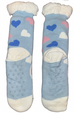 LLAMA & HEARTS Ladies Sherpa Lined Gripper Bottom Slipper Socks - Novelty Socks And Slippers