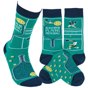 PRIMITIVES BY KATHY Unisex I’D RATHER BE PLAYING PICKLEBALL’ Socks - Novelty Socks And Slippers