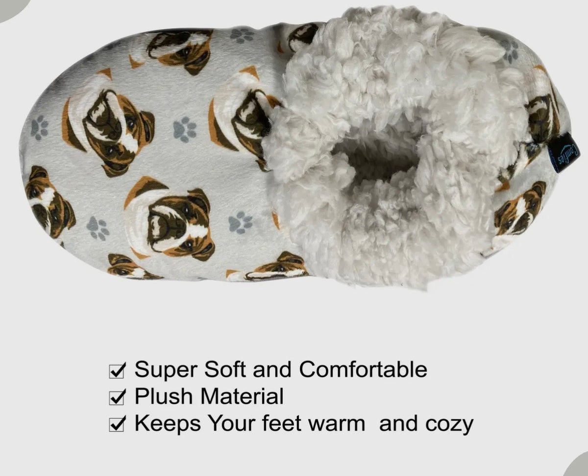 BULLDOG Ladies Non-Slip Slippers COMFIES BRAND By E&S Pets - Novelty Socks And Slippers