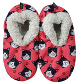 BLACK & WHITE TUXEDO CAT Ladies Non-Slip Slippers COMFIES BRAND By E&S Pets - Novelty Socks And Slippers