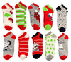 PEANUTS Ladies CHRISTMAS SNOOPY 10 Pair Of Ankle Socks With WOODSTOCK BIOWORLD Brand - Novelty Socks And Slippers