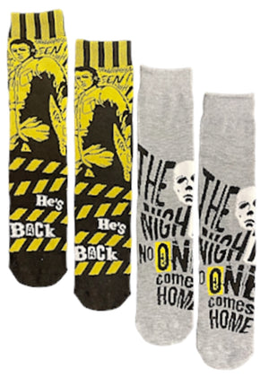 HALLOWEEN II Men’s 2 Pair Of MICHAEL MYERS Socks ‘THE NIGHT NO ONE COMES HOME’ - Novelty Socks And Slippers