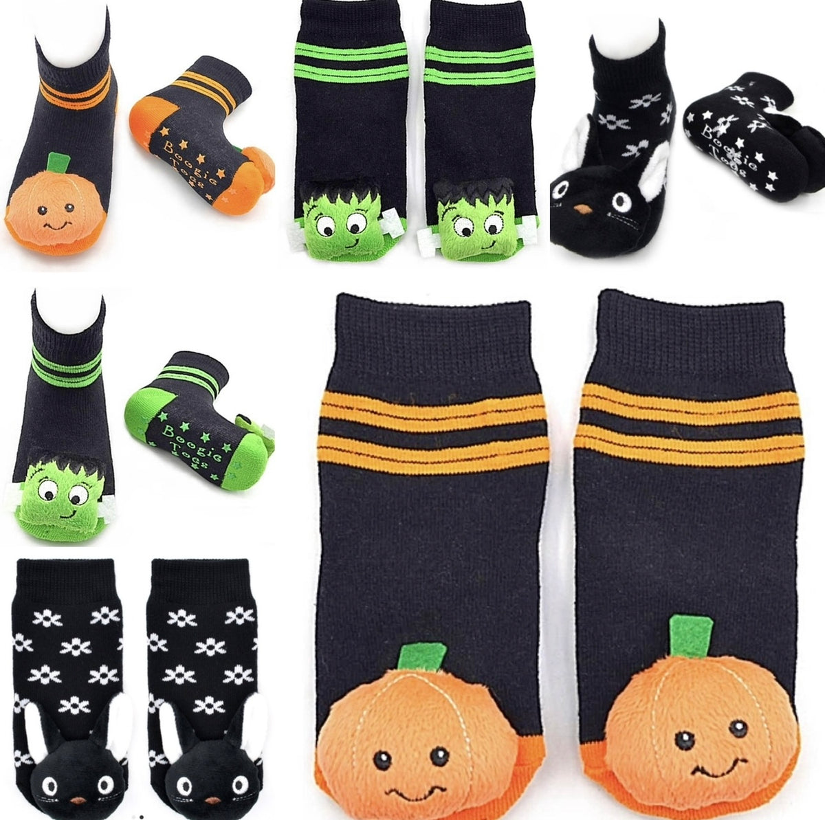 BOOGIE TOES Baby Unisex PUMPKIN RATTLE GRIPPER BOTTOM Socks By PIERO LIVENTI - Novelty Socks And Slippers