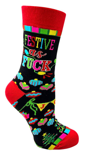 FABDAZ Brand Ladies FESTIVE AS FUCK CHRISTMAS Socks - Novelty Socks And Slippers