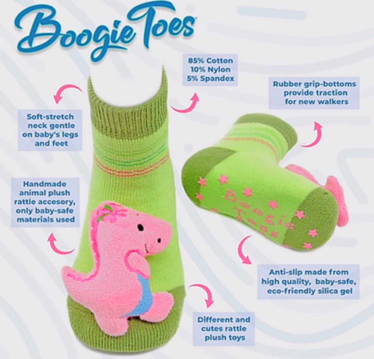 BOOGIE TOES Unisex Baby PUPPY DOG Rattle Gripper Bottom Socks By Piero Liventi - Novelty Socks And Slippers
