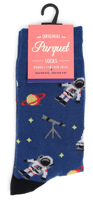 PARQUET Brand Ladies ASTRONAUT Socks PLANETS, TELESCOPE - Novelty Socks And Slippers