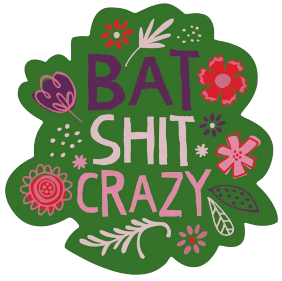 FUNATIC Brand BAT SHIT CRAZY Vinyl Sticker - Novelty Socks And Slippers