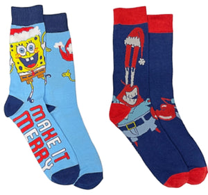 SPONGEBOB SQUAREPANTS Men’s CHRISTMAS 2 Pair Of Socks Mr. KRABS - Novelty Socks for Less