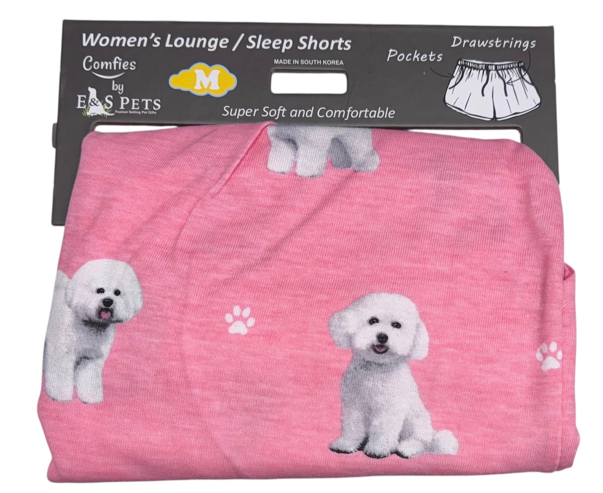 BICHON FRISE Dog Ladies Lounge Pajama Shorts COMFIES Brand By E&S PETS - Novelty Socks And Slippers