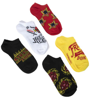 NETFLIX STRANGER THINGS TV Show Ladies 5 Pair Of No Show Socks ‘HELLFIRE CLUB’ - Novelty Socks And Slippers