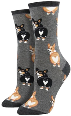 SOCKSMITH Brand Ladies CORGI BUTT Socks (CHOOSE COLOR) - Novelty Socks for Less