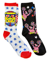 SPONGEBOB SQUAREPANTS LADIES 2 Pair Of PATRIOTIC SOCKS With PATRICK - Novelty Socks And Slippers