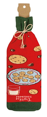 PRIMITIVES BY KATHY ALCOHOL WINE CHRISTMAS BOTTLE SOCK ‘BECAUSE SANTA CAN’T SURVIVE ON COOKIES ALONE!’ - Novelty Socks for Less