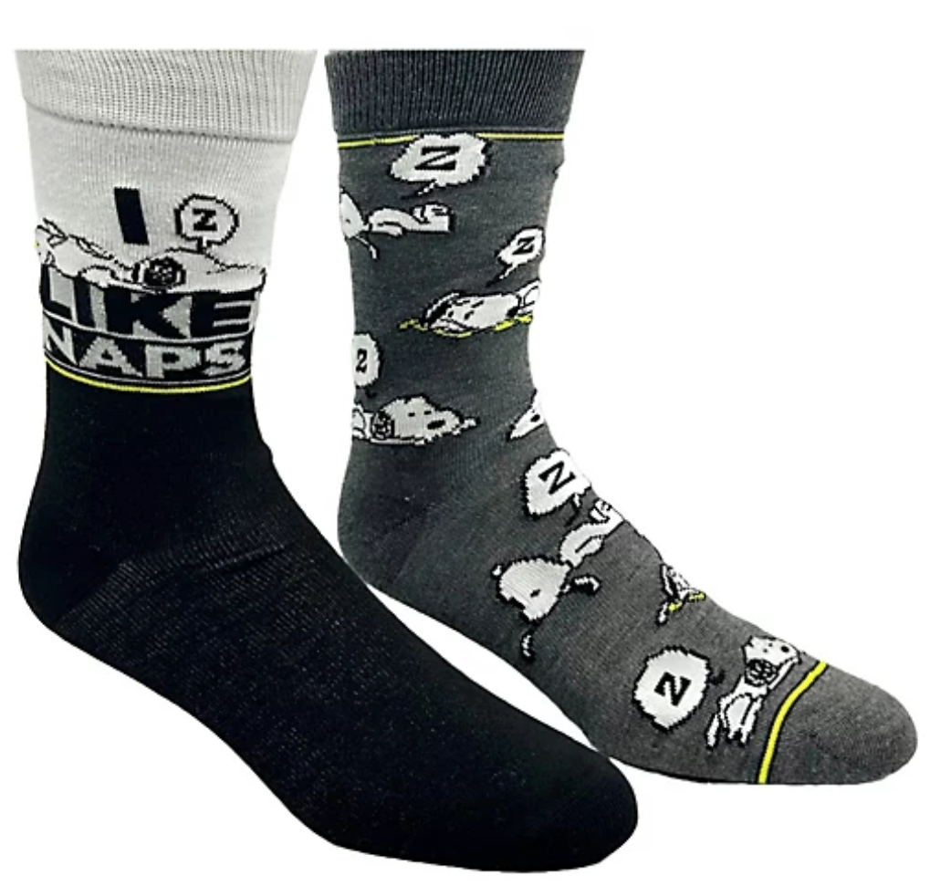 PEANUTS Men’s 2 Pair Of SNOOPY Socks ‘I LIKE NAPS’ - Novelty Socks And Slippers