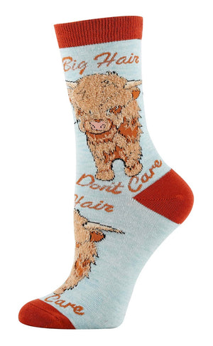 OOOH YEAH Brand Ladies BULL Socks ‘BIG HAIR DON’T CARE’ - Novelty Socks And Slippers