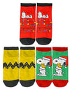 PEANUTS Ladies 3 Pair Of CHRISTMAS No Show Socks SNOOPY & WOODSTOCK - Novelty Socks And Slippers