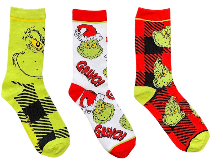DR. SEUSS HOW THE GRINCH STOLE CHRISTMAS Ladies 3 Pair Of Socks