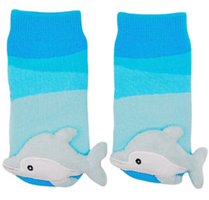 BOOGIE TOES Unisex Baby DOLPHIN Rattle Gripper Bottom Socks By Piero Liventi - Novelty Socks And Slippers