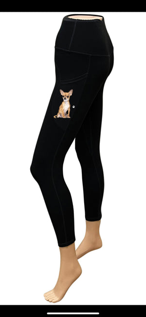 URBAN ATHLETICS Ladies CHIHUAHUA High Rise Leggings With Pockets E&S Pets - Novelty Socks for Less
