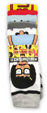 BOB’S BURGERS Men’s 6 Pair Of Crew Socks - Novelty Socks And Slippers