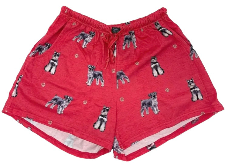 COMFIES Brand LOUNGE PJ SHORTS Ladies SCHNAUZER Dog By E&S PETS - Novelty Socks And Slippers