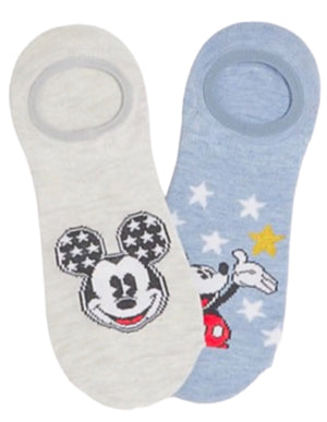 DISNEY Ladies PATRIOTIC MICKEY MOUSE 2 Pair Of No Show Liner Socks - Novelty Socks for Less