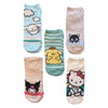 SANRIO HELLO KITTY Ladies 5 Pair Of No Show Socks KUROMI, POMPOMPURIN - Novelty Socks And Slippers