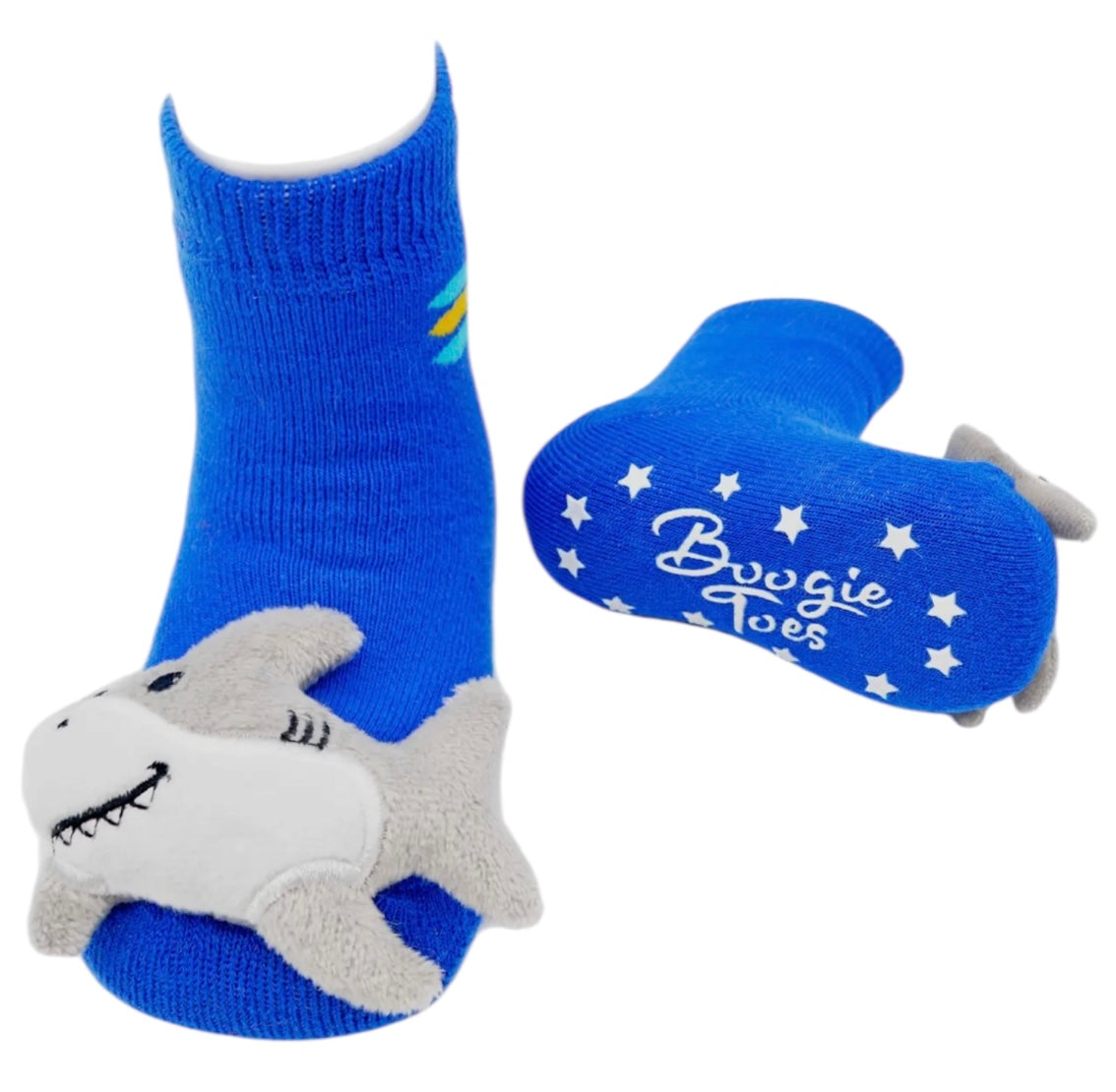 BOOGIE TOES Baby SHARK Rattle Gripper Bottom Socks By PIERO LIVENTI - Novelty Socks And Slippers