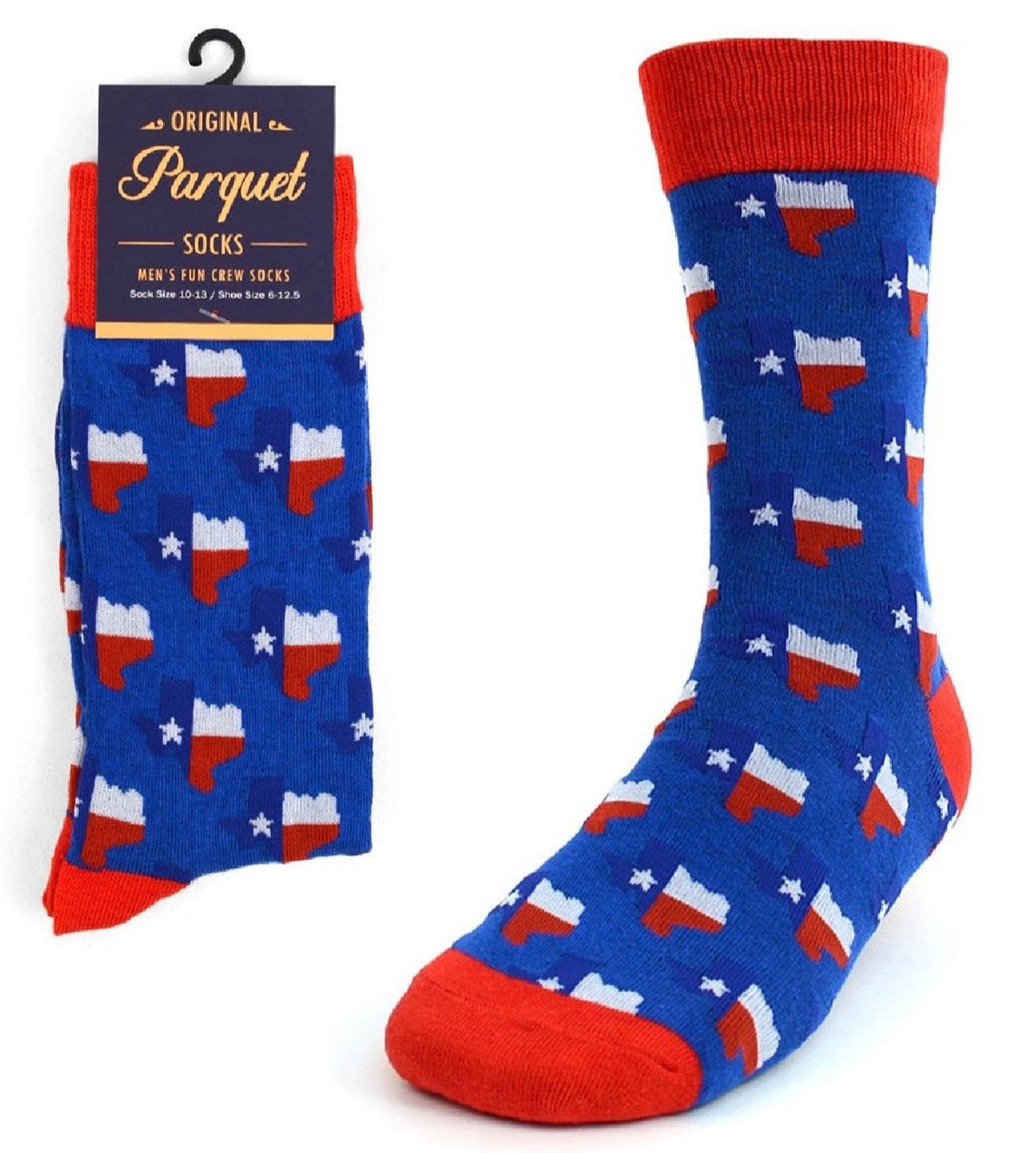 TEXAS Men's PATRIOTIC Socks Parquet Brand (Choose State Or State Flag) - Novelty Socks And Slippers