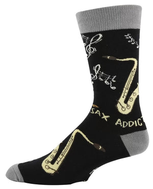 OOOH YEAH Brand Men’s SAXOPHONE Socks ‘SAX ADDICT’ - Novelty Socks And Slippers