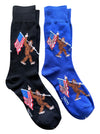 BIG FOOT With MIDDLE FINGER & American Flag Men’s 2 Pair Of Socks FOOZYS Brand - Novelty Socks And Slippers