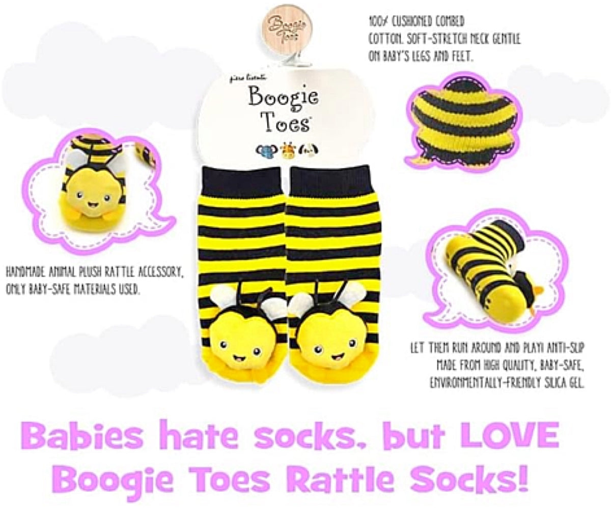 BOOGIE TOES Unisex Baby DRAGON RATTLE GRIPPER BOTTOM SOCKS By PIERO LIVENTI - Novelty Socks for Less