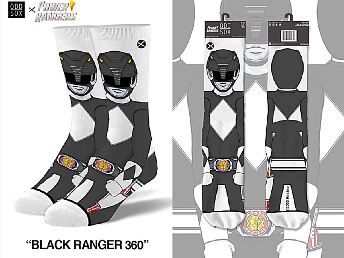 POWER RANGERS Men’s BLACK RANGER 360 Socks ODD SOX Brand Novelty