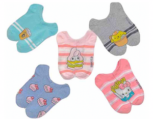SANRIO HELLO KITTY Ladies 5 Pair Of No Show Socks POMPOMPURIN, MY MELODY - Novelty Socks And Slippers