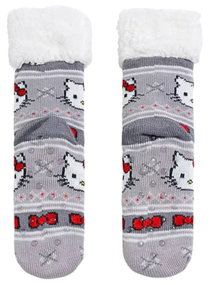 SANRIO HELLO KITTY Ladies Sherpa Lined Gripper Bottom Slipper Socks - Novelty Socks for Less