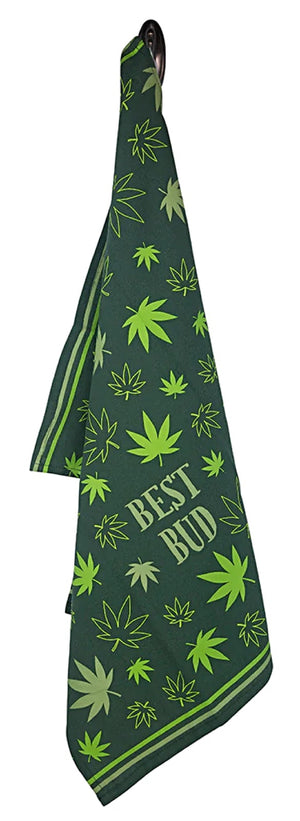 FUNATIC Brand MARIJUANA KITCHEN TEA TOWEL ‘BEST BUD’ - Novelty Socks for Less