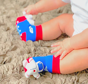 BOOGIE TOES Unisex Baby PUPPY DOG Rattle Gripper Bottom Socks By Piero Liventi - Novelty Socks And Slippers