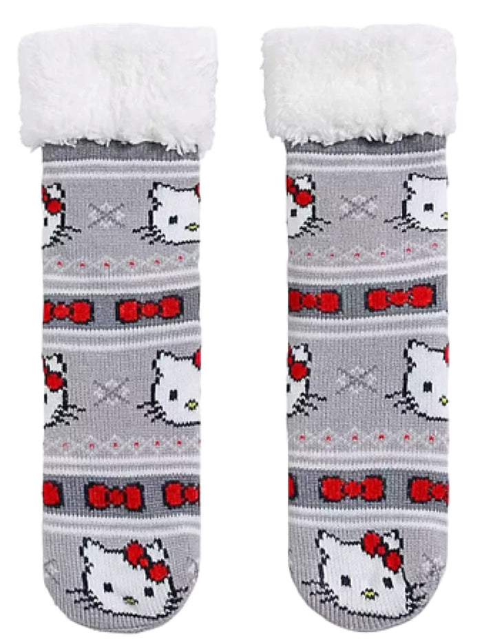 SANRIO HELLO KITTY Ladies Sherpa Lined Gripper Bottom Slipper Socks