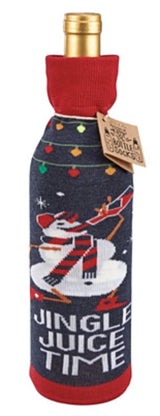 PRIMITIVES BY KATHY CHRISTMAS Alcohol Wine Bottle Sock ‘JINGLE JUICE TIME’ - Novelty Socks for Less