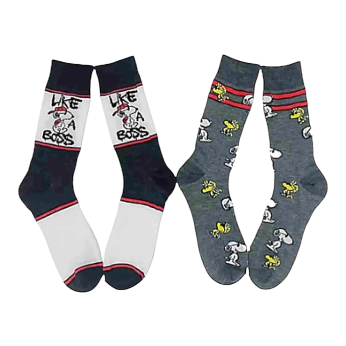 PEANUTS Men’s 2 Pair Of SNOOPY & WOODSTOCK Socks ‘LIKE A BOSS’