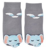 BOOGIE TOES Baby Unisex SLEEPY ELEPHANT Rattle Gripper Bottom Socks By Piero Liventi - Novelty Socks And Slippers