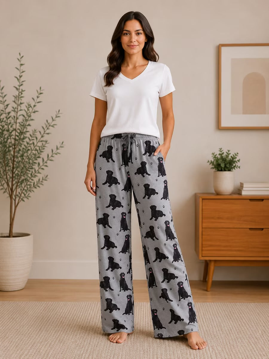 BLACK LABRADOR Dog Adult Unisex PAJAMA BOTTOMS COMFIES Brand By E&S PETS (CHOOSE SIZE)