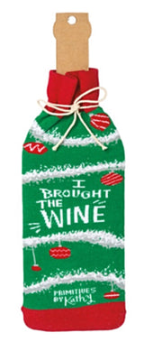 PRIMITIVES BY KATHY CHRISTMAS ALCOHOL WINE BOTTLE SOCK ‘DON’T GET YOUR TINSEL IN A TANGLE’ - Novelty Socks for Less