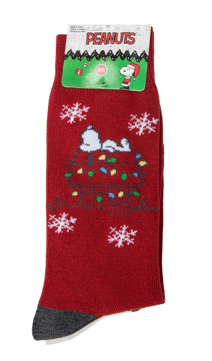 PEANUTS MEN’S CHRISTMAS 2 PAIR OF SOCKS WOODSTOCK & SNOOPY | Novelty ...