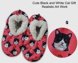 BLACK & WHITE TUXEDO CAT Ladies Non-Slip Slippers COMFIES BRAND By E&S Pets - Novelty Socks And Slippers